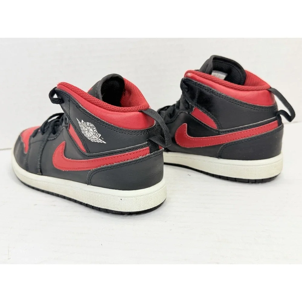 Nike Air Jordan 1 Mid Bred Twist Black Red GS Youth 2Y DQ8424-067